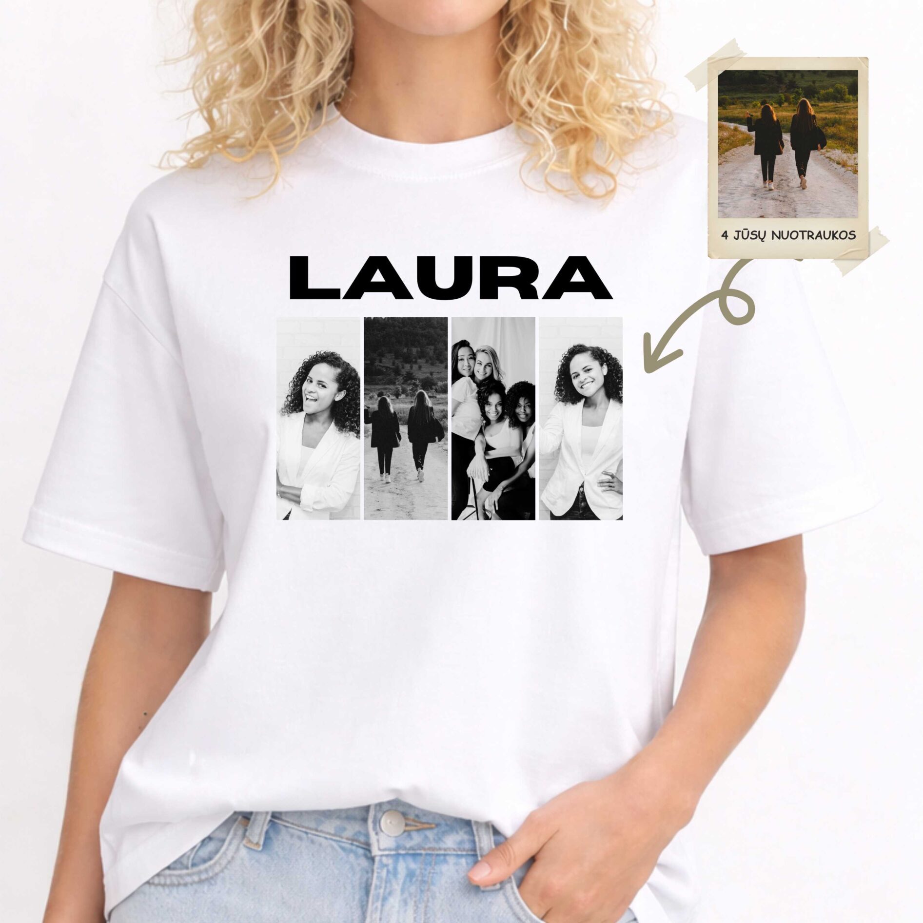 Personalizuoti marškinėliai su nuotraukomis ir užrašu